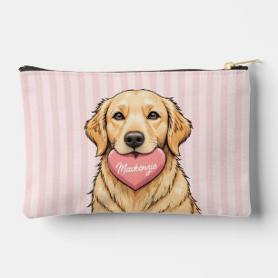 Personalised Cute Dog with Heart Valentine's Day Accessory Pouch