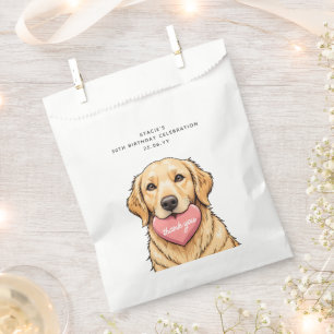 Personalised Cute Dog with Pink Heart Favour Bag