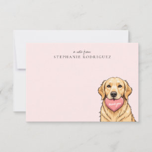 Personalised Cute Dog with Pink Heart Thank You Card