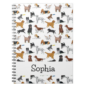 Personalised Cute Dogs Illustrations Pattern Notebook