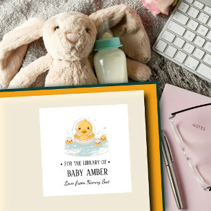 Personalised Cute Duck Baby Bookplate Sticker