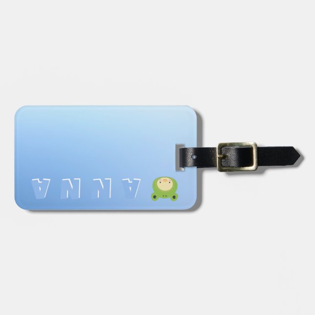 Personalised cute duck luggage tag (Front Horizontal)
