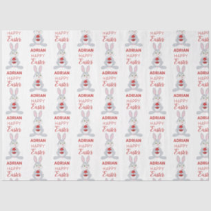 Personalised Cute Easter Rabbit Red Easter Egg Tissue Paper
