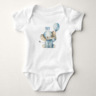 Personalised Cute Elephant Balloon Baby  Bodysuit