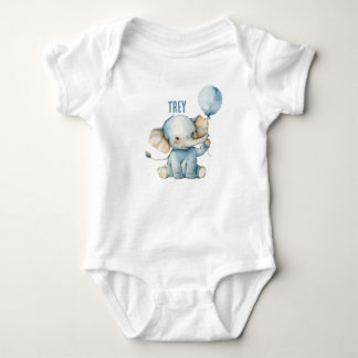 Personalised Cute Elephant Balloon Baby  Bodysuit