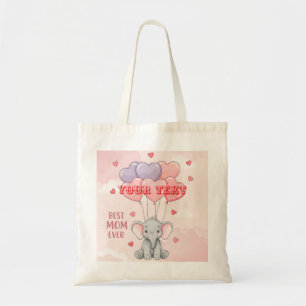 Personalised Cute Elephant Custom Text Gift Tote Bag