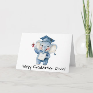 Personalised Cute Elephant Graduation Card