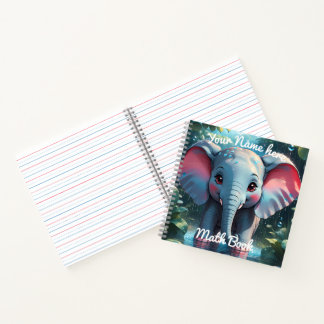 Personalised Cute Elephant in the Rain Notebook
