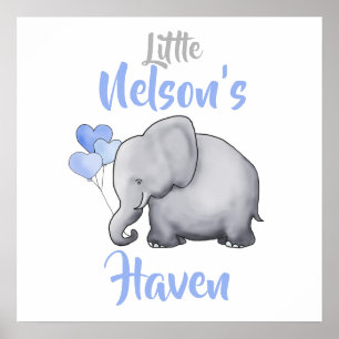 Personalised Cute Elephant Nursery Haven Door Sign