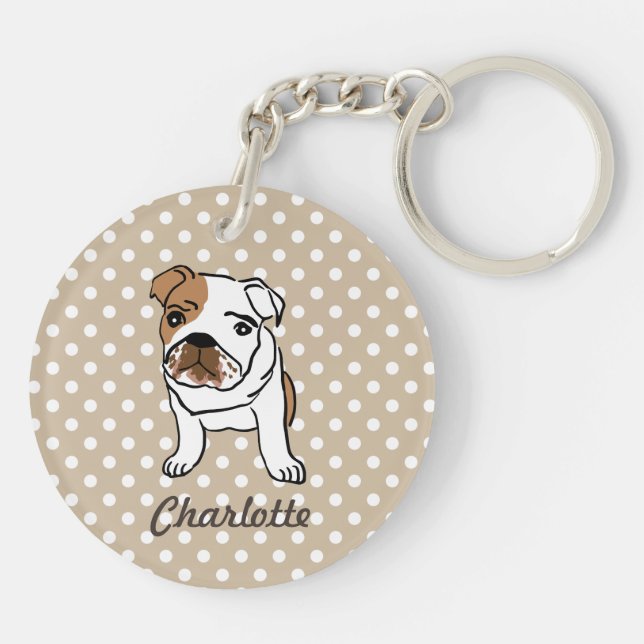 Personalised Cute English Bulldog Key Ring (Back)