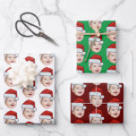 Personalised Cute Face Photo Santa Hat Christmas Wrapping Paper Sheet<br><div class="desc">Personalised Cute Face Photo Santa Hat Christmas, Replace the face with your favourite photo (make sure to crop as much to the face as possible and use an app to remove the background) and personalise this funny Christmas Holiday Wrapping Paper with your kid, husband, or boyfriend on it! Also a...</div>