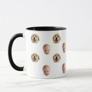 Personalised Cute Family Face 2 Photos Mug