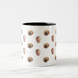 Personalised Cute Family Face 2 Photos Mug