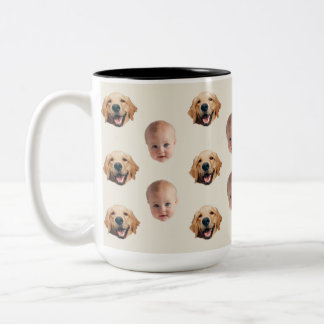 Personalised Cute Family Face 2 Photos Mug