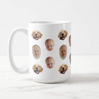 Personalised Cute Family Face 3 Photos Mug