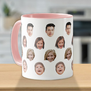 Personalised Cute Family Face 4 Photos Mug