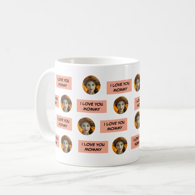 Personalised Cute Family Face 5 Photos Coffee Mug (Front Left)