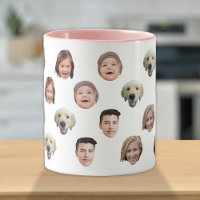 Personalised Cute Family Face 5 Photos Mug