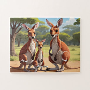 Personalised Cute Family Kangaroo Jigsaw Puzzle