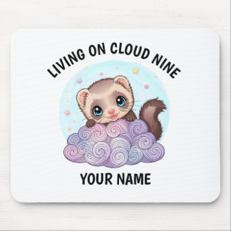 Personalised Cute Ferret Mouse Pad with Custom Tex