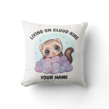 Personalised Cute Ferret Throw Pillow