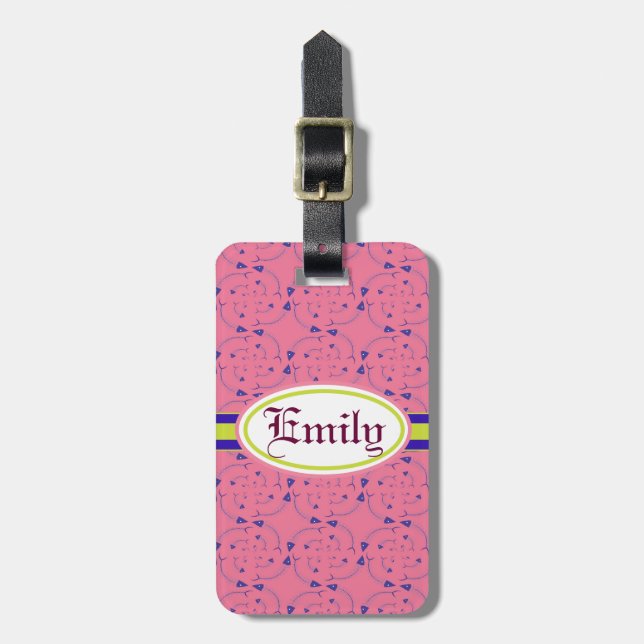 Personalised Cute Fish Bone Luggage Tag (Front Vertical)