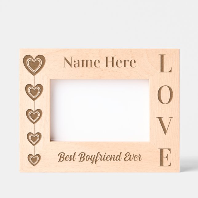 Personalised Cute Five Heart String and LOVE Etched Frames (Front)