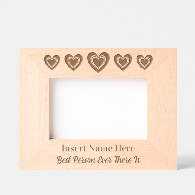 Personalised Cute Five Hearts Etched Frames (Front)