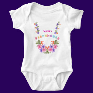 Personalised Cute Floral Pattern Baby Bodysuit