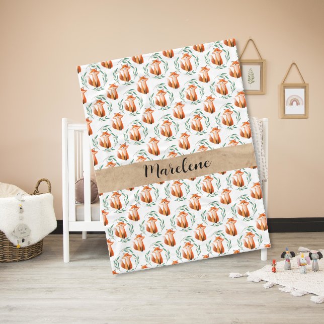 Personalised Cute Fox baby blanket keepsake (Creator Uploaded)