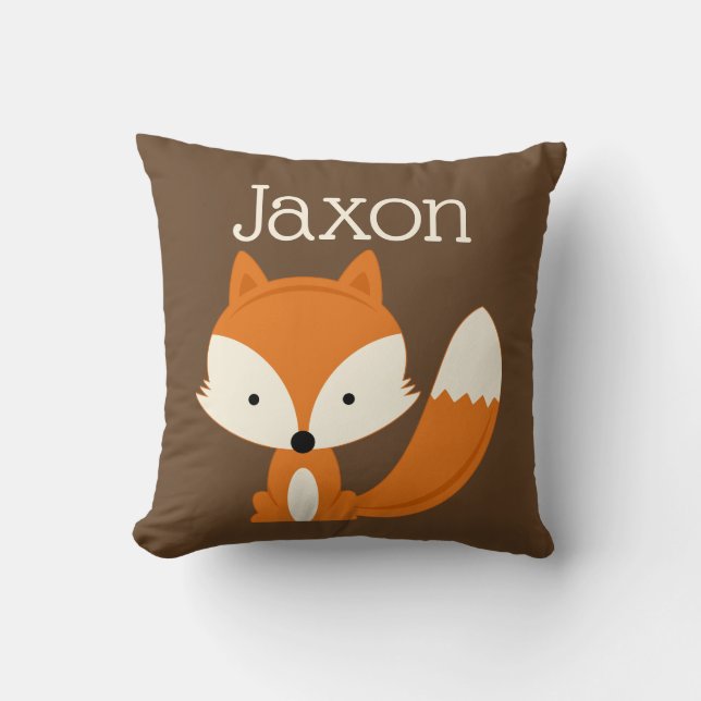 Personalised Cute Fox Nursery Throw Pillow (Front)