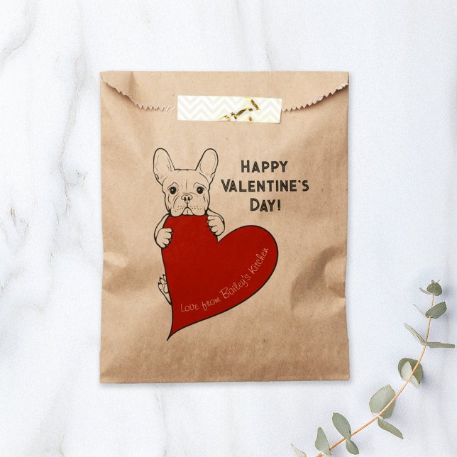 Personalised Cute French Bulldog with a Red Heart Favour Bag (Creator Uploaded)