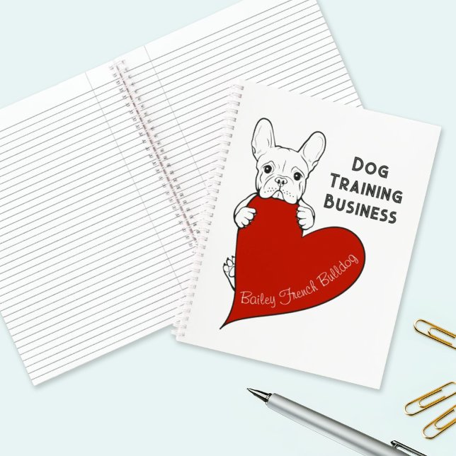 Personalised Cute French Bulldog with a Red Heart Notebook (Creator Uploaded)