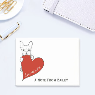 Personalised Cute French Bulldog with a Red Heart Post-it Notes