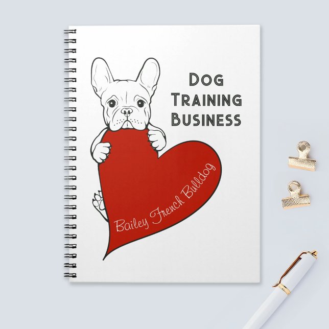 Personalised Cute Frenchie Dog with a Red Heart Notebook (Creator Uploaded)