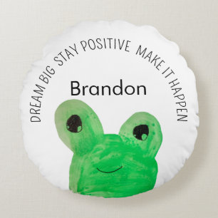 Personalised Cute frog inspirational quote Round Cushion