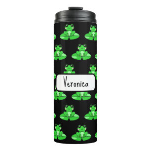 Personalised Cute Frog Name in Heart Thermal Tumbler