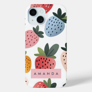 Personalised Cute Fruit Strawberry Pattern iPhone 15 Case