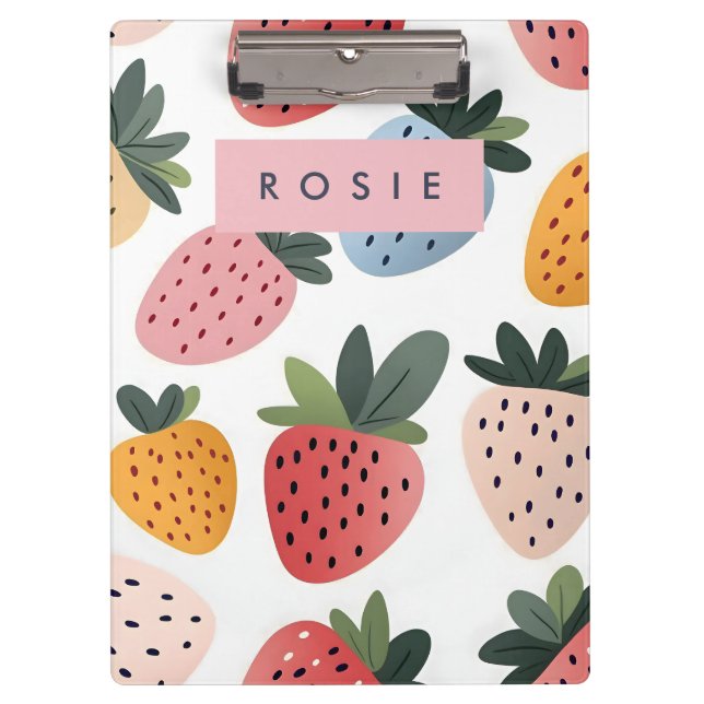 Personalised Cute Fruit Strawberry Pattern Clipboard (Front)
