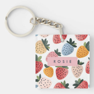 Personalised Cute Fruit Strawberry Pattern Key Ring
