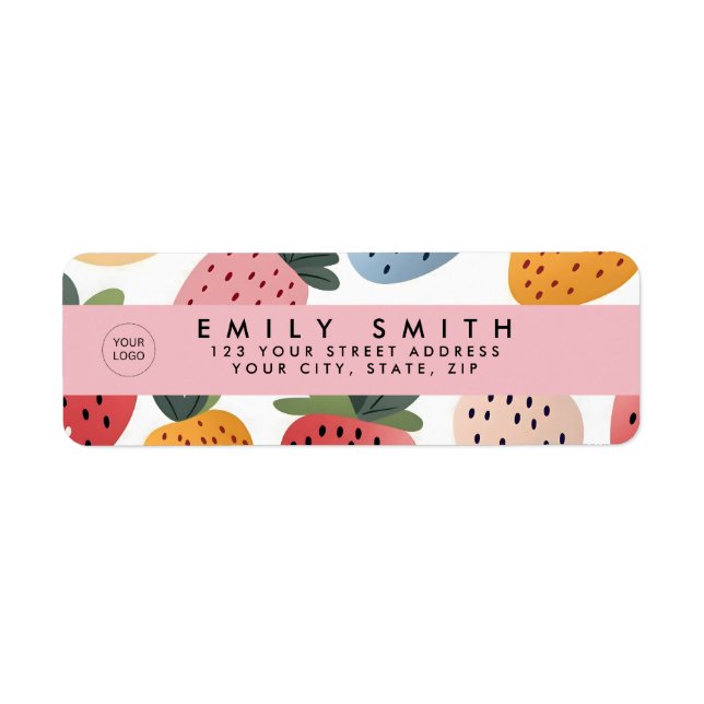 Personalised Cute Fruit Strawberry Pattern Return Address Label (Front)