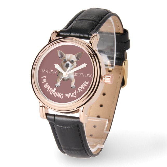 Personalised Cute Funny Chihuahua Watch Dog Watch (Angle)