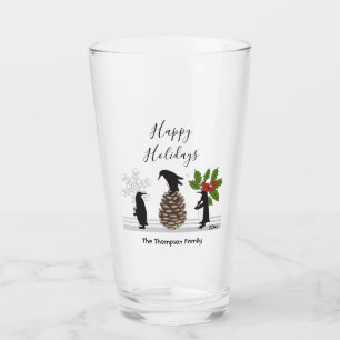 Personalised Cute Funny Penguin Christmas Glass