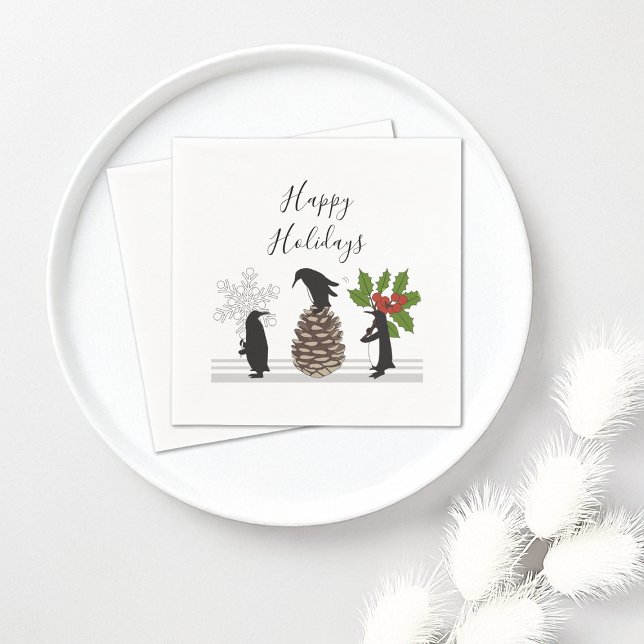 Personalised Cute Funny Penguin Christmas Napkin (Creator Uploaded)