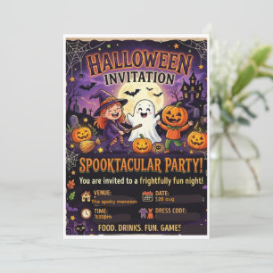 Personalised Cute Ghost Family Halloween invitatio Invitation