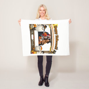 Personalised Cute Ghost Family Halloween Photo Fra Fleece Blanket