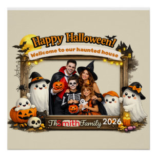 Personalised Cute Ghost Family Halloween Photo Fra Poster