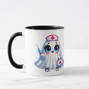 Personalised Cute Ghost Nurse Halloween Mug