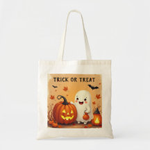 Personalised Cute Ghost & Pumpkin Halloween Tote –