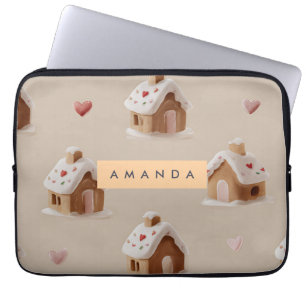 Personalised Cute Gingerbread House Pattern  Laptop Sleeve